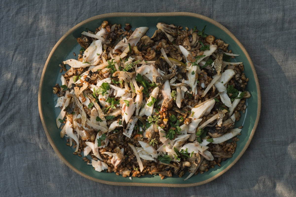 Crispy Branzino with Warm Farro Salad Recipe | Seatopia - SEATOPIA