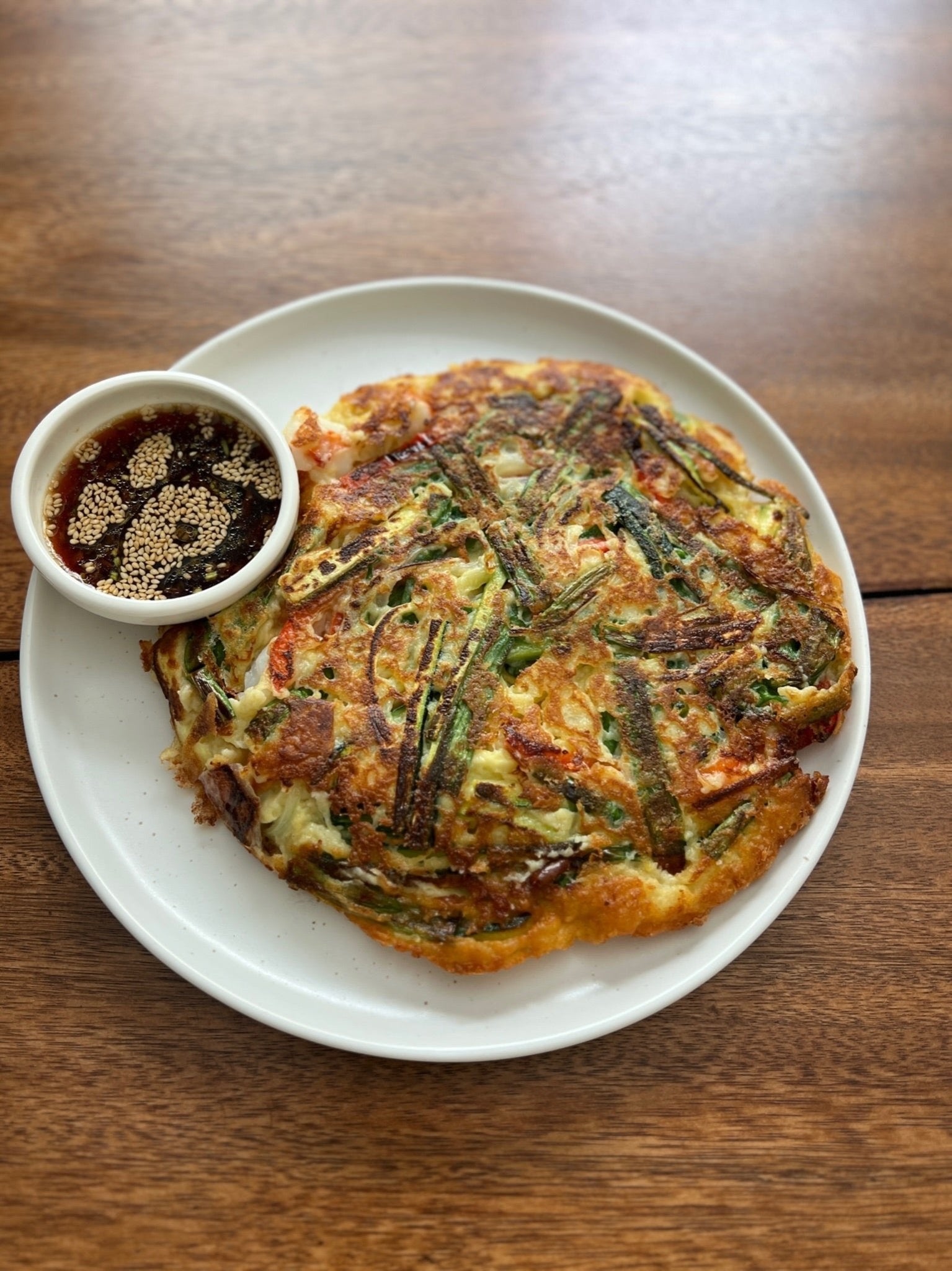 Korean Shrimp Pancake with Ginger Sesame Tamari Sauce - SEATOPIA