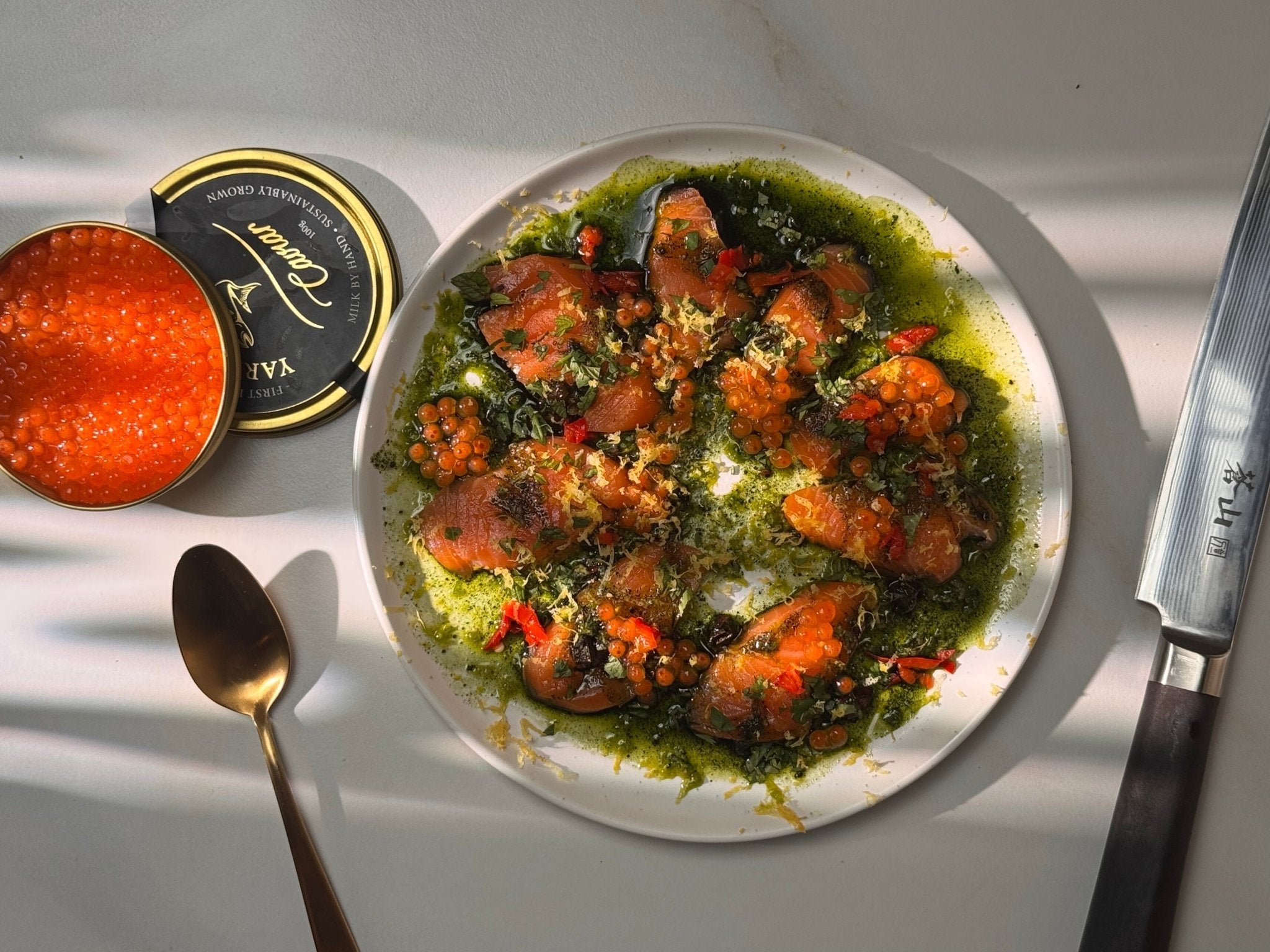 Seafood 201: Steelhead Crudo with Plankton Marino - SEATOPIA