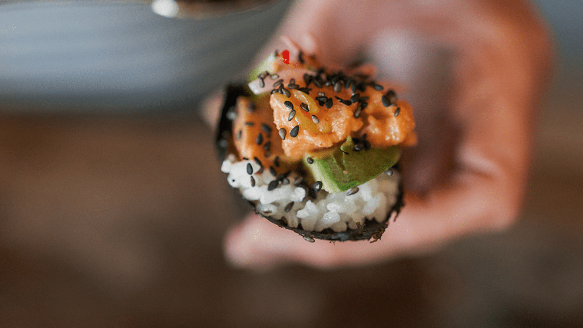 Spicy Salmon Hand Rolls with Pickled Radish, Avocado & Cucumber - SEATOPIA