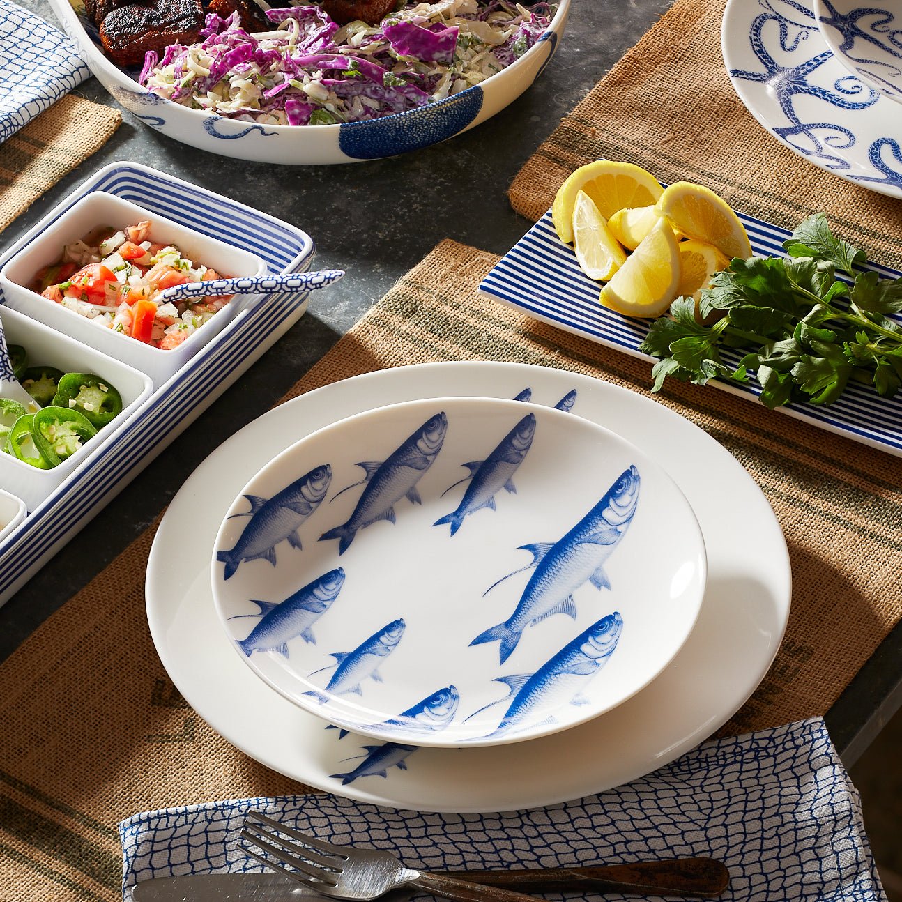 School of Fish Coupe Dinner Plate - SEATOPIA