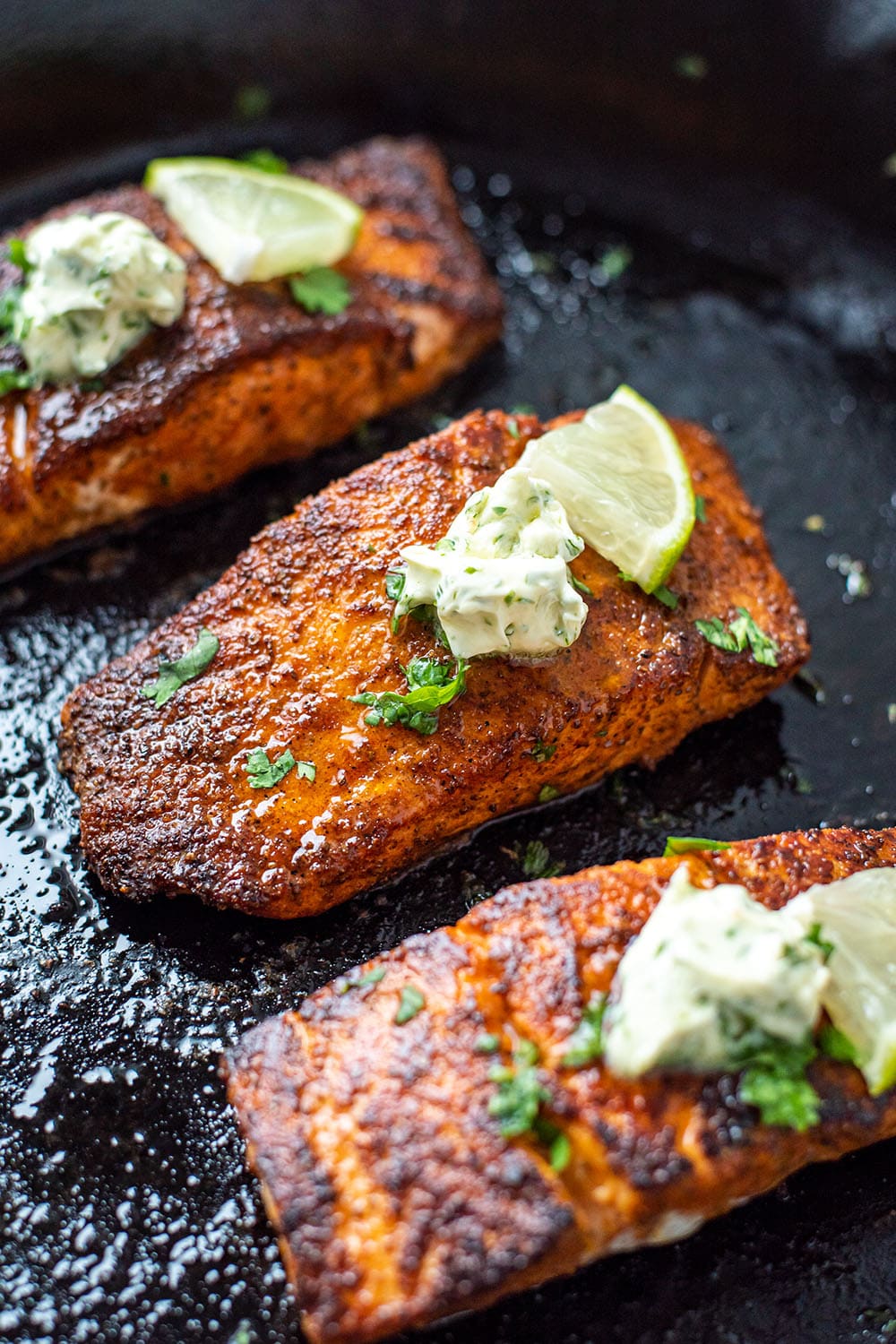 Image of Blackened King Salmon with Cilantro Lime Butter