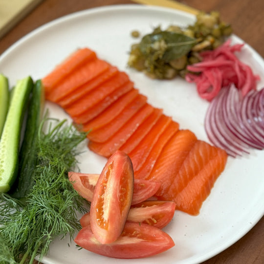 Cured King Salmon With Pickled Onions, Fennel, and Cucumbers - SEATOPIA