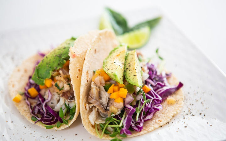Glitne Halibut Tacos with Spicy Cabbage Slaw - SEATOPIA