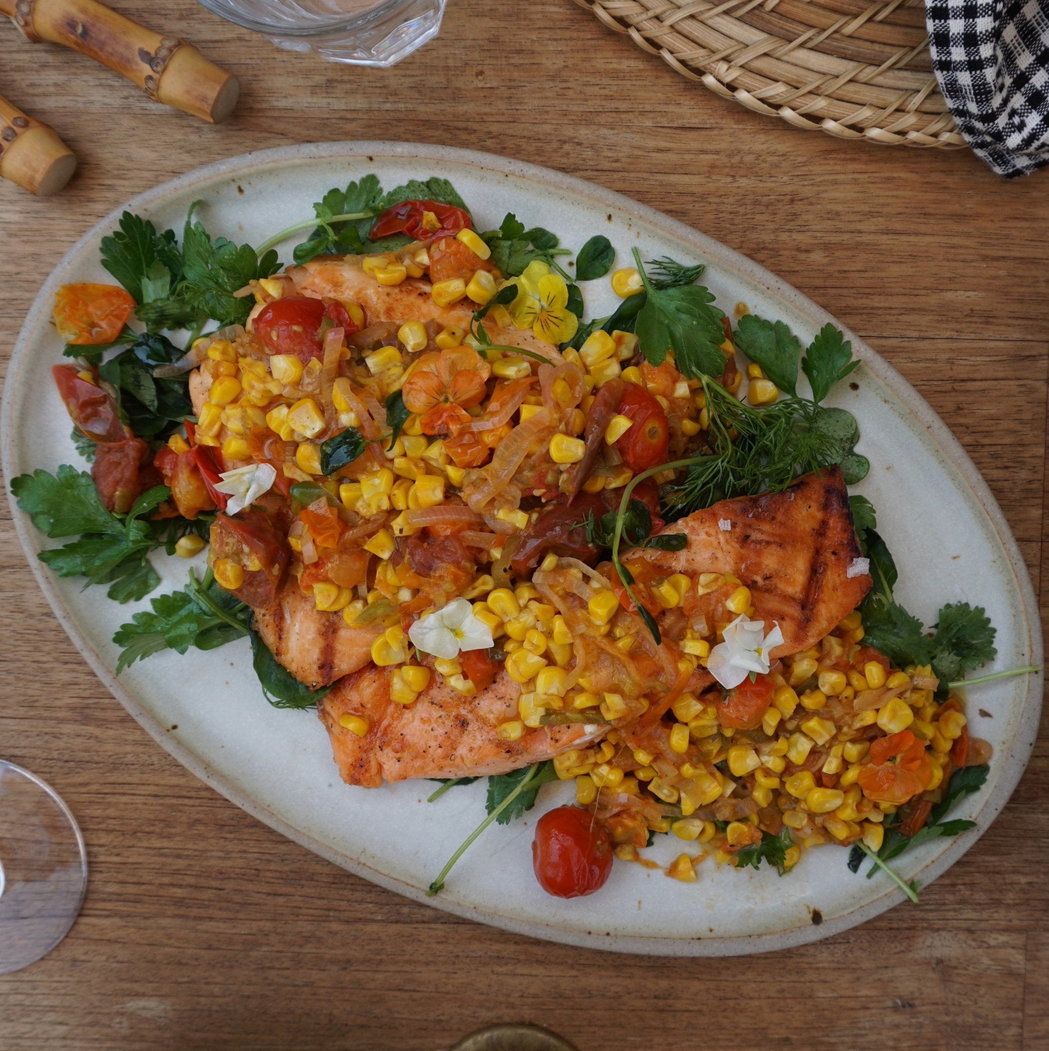 Image of Grilled King Salmon & Sweet Corn