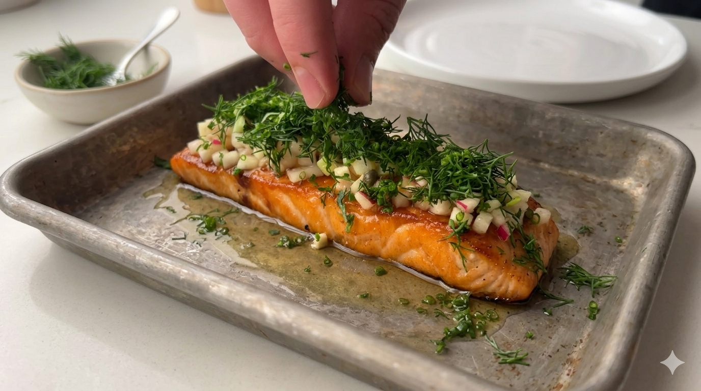 Herb & White Peach Relish Salmon