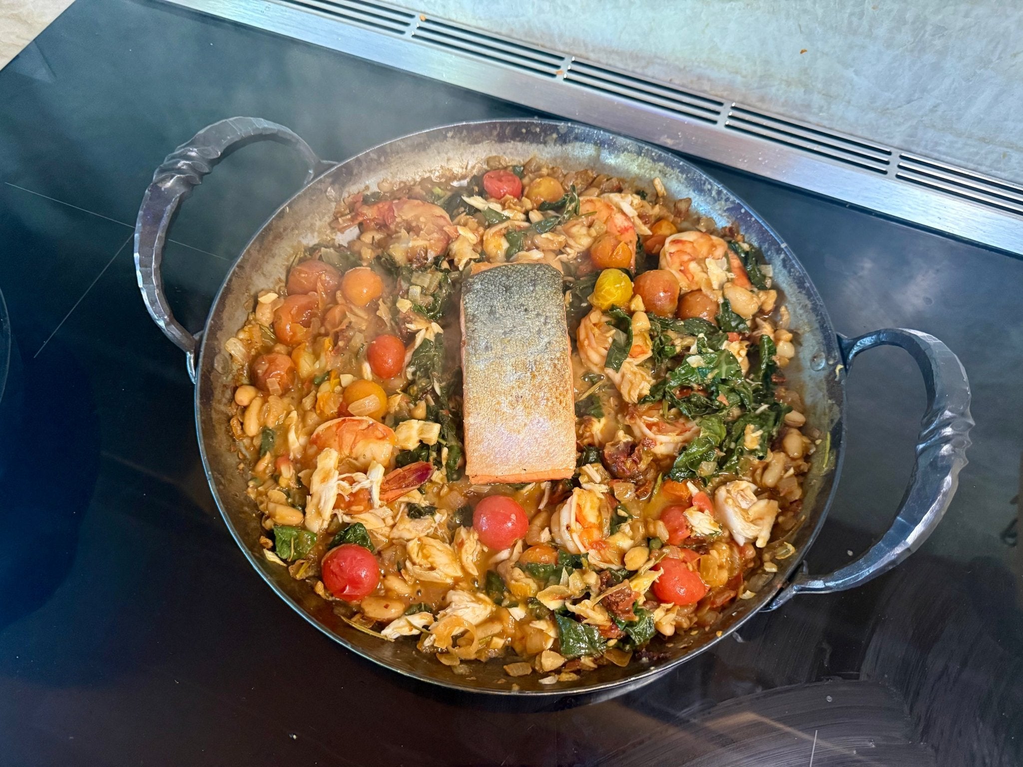 One-Pan Seafood Skillet with Cannellini & Jammy Tomatoes - SEATOPIA
