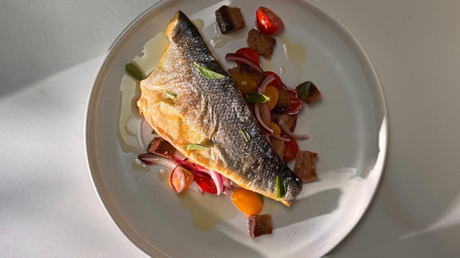 Seafood 101: Air-Fried Branzino with Cherry Tomato & Basil Salad - SEATOPIA