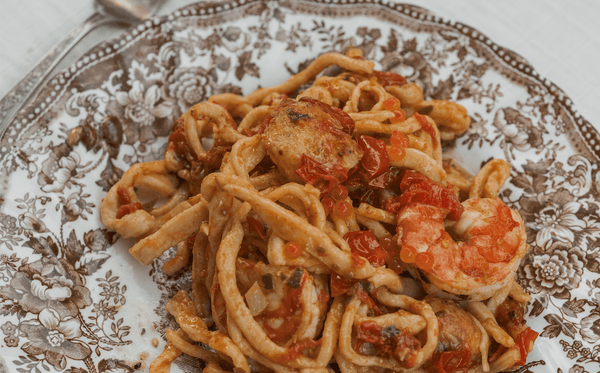 Shrimp & Scallop Seafood Pasta with Salmon Roe - SEATOPIA