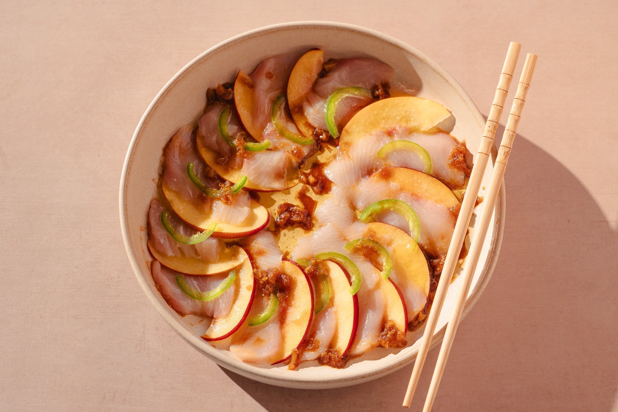 Spicy Stonefruit & Yellowtail (Hamachi) Crudo - SEATOPIA