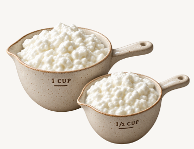 One and a half cups of cottage cheese, the protein equivalent of one Seatopia salmon portion