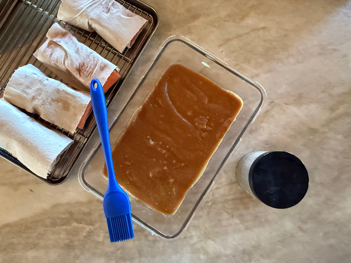 The finished miso marinade cooling in a shallow bowl before the salmon goes in