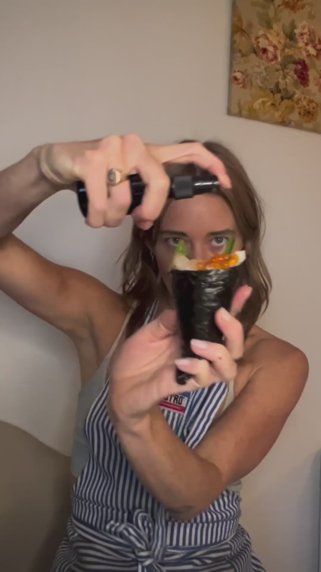 Load video: Sushi night hand roll certified clean seafood