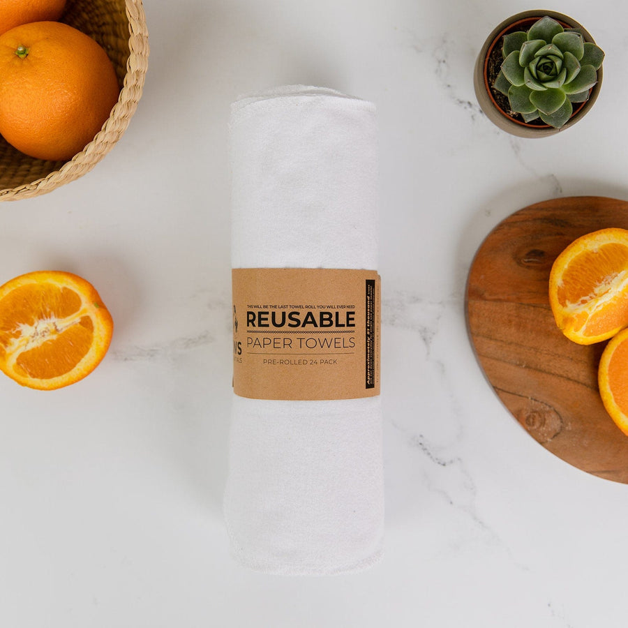 Reusable Paper Towels - 100% Organic Cotton, 12 or 24 Pack - SEATOPIA